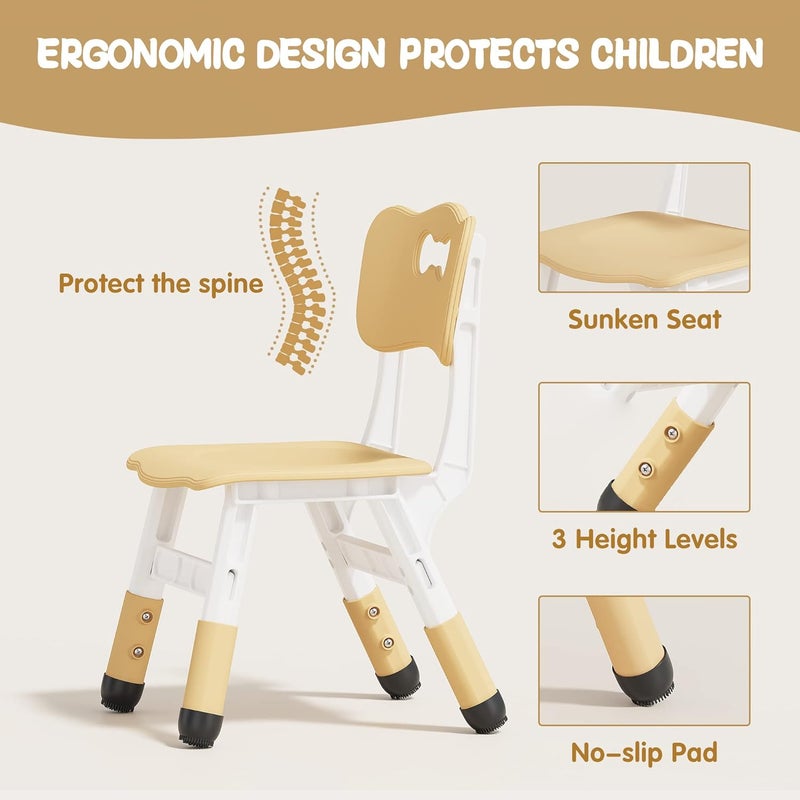 Brelley Kids Table and 4 Chairs Set, Height Adjustable Toddler Table and Chair Set, Graffiti Desktop, Non-Slip Legs, Max 300lbs, Children Multi-Activity Table for Ages 2-8 - Image 5